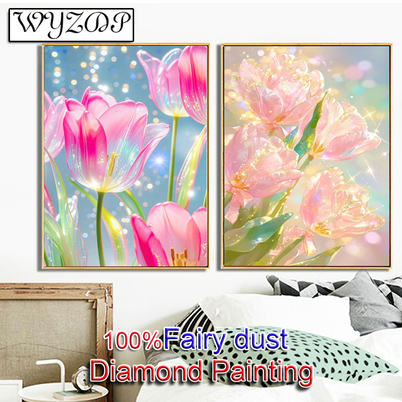 Wallpaper Art And Craft - Crystal Tulip 100% Fairy Dust Diamond