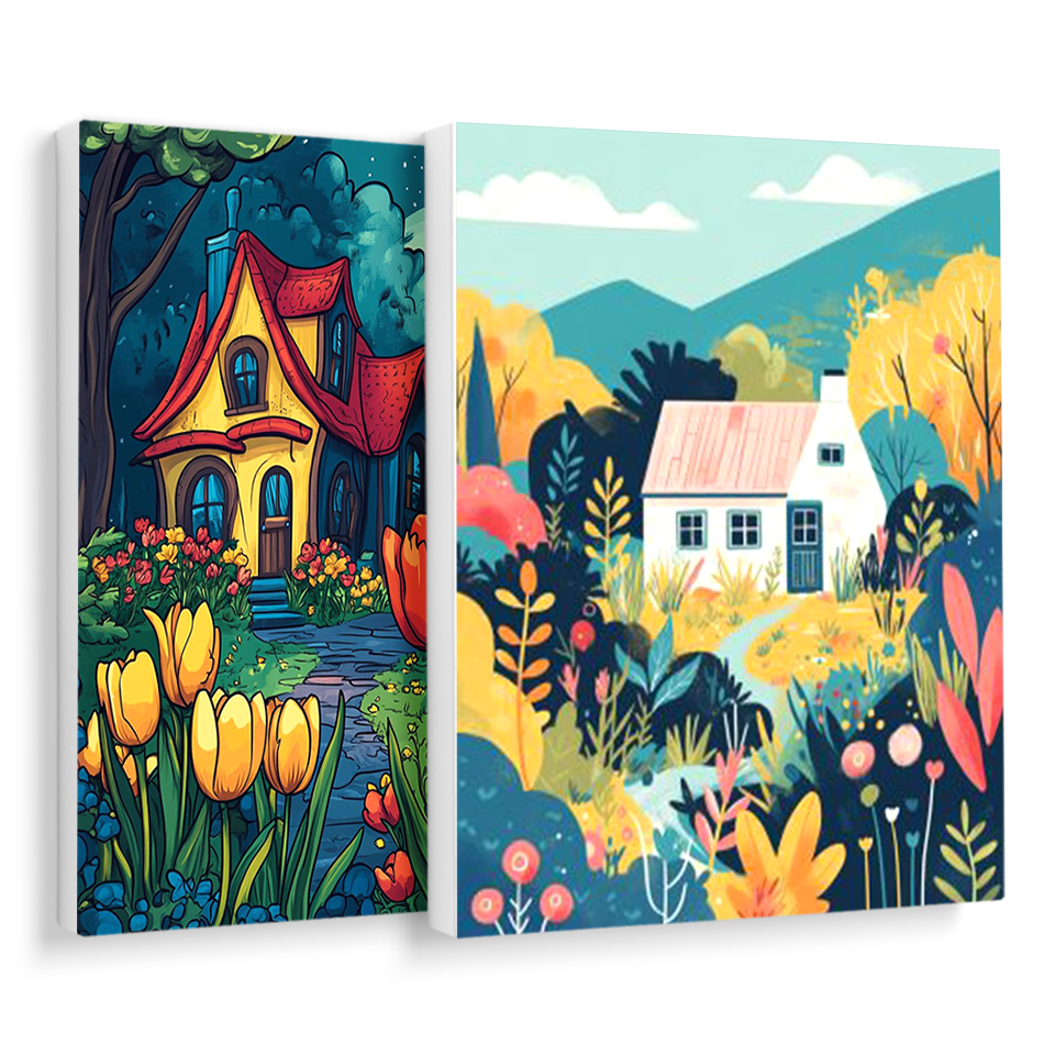 Art Craft Simple - RUOPOTY-Oil Art Painting By Numbers House