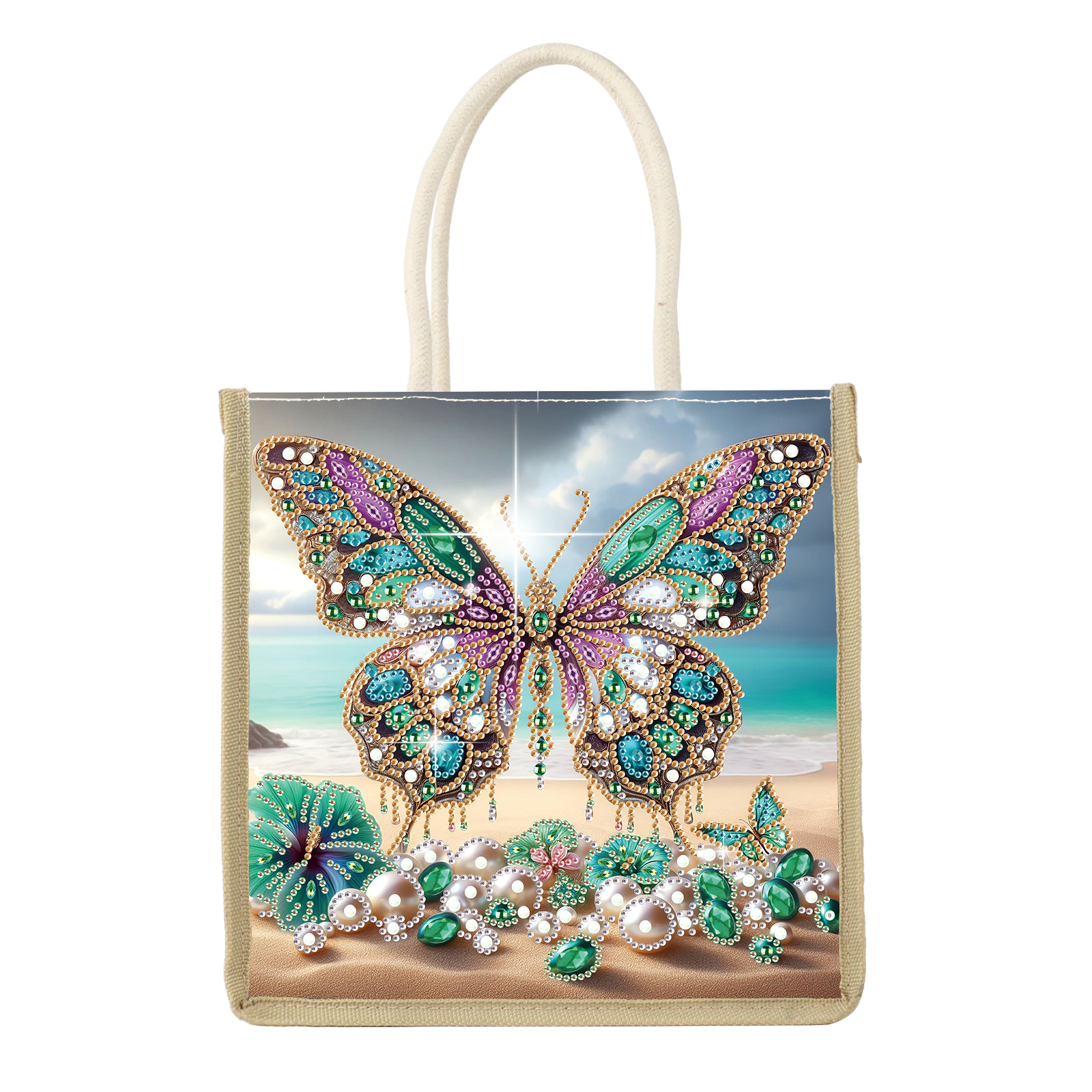 Art Craft Kit - Diamond Art Painting Handbag Kits,beach butterfly