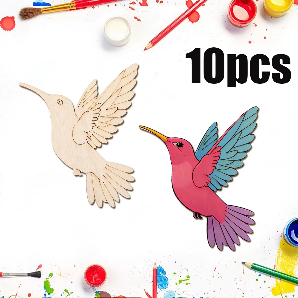 Art Craft Kit - 10pcs Unfinished Wood Animal Bird Cutouts,Wooden