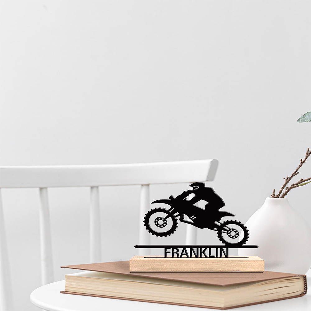 Art Craft Us - 1pc Abstract Motorbike jumping Custom Name