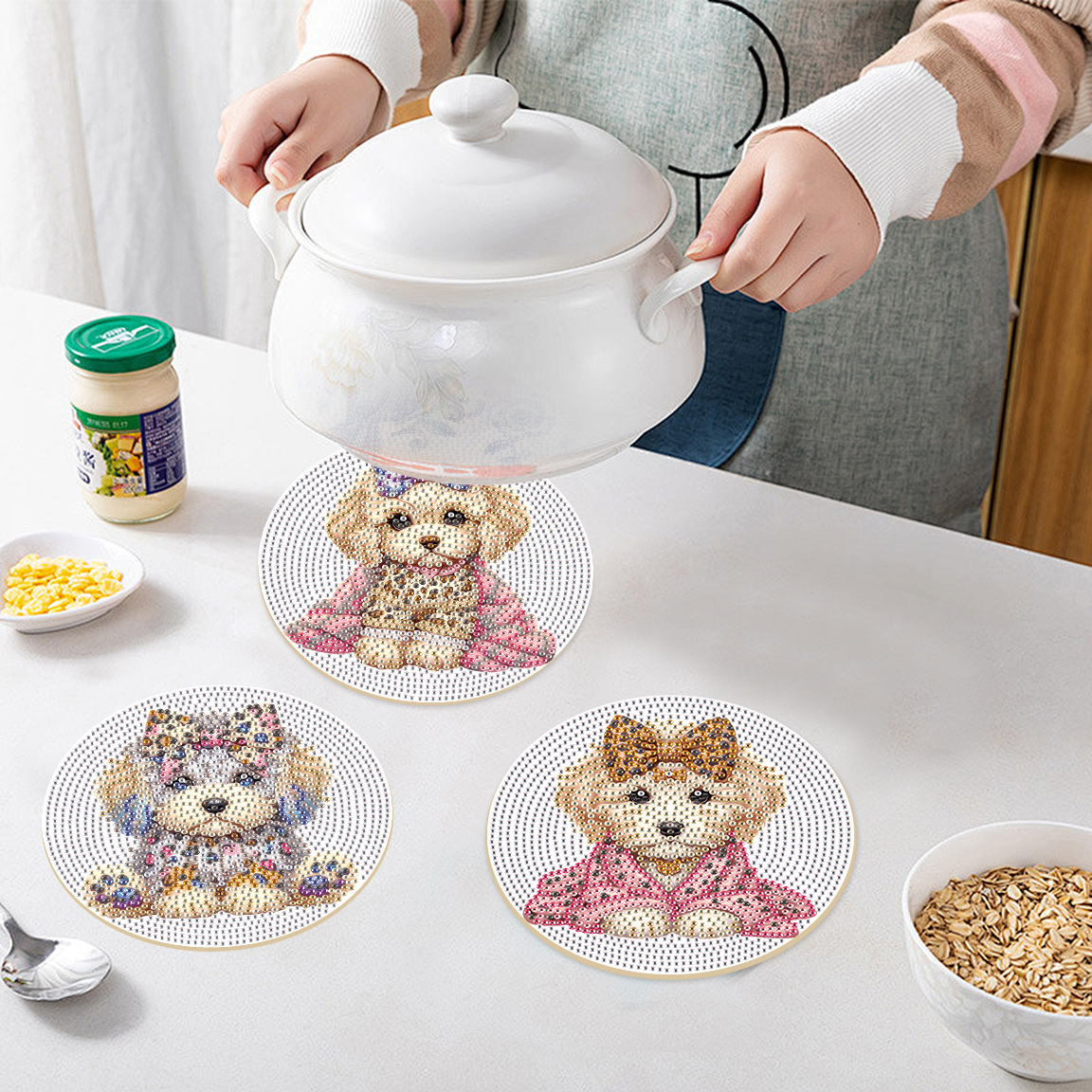Art Craft Kit - 3Pcs Diamond Art Painting Placemat kits,Cute