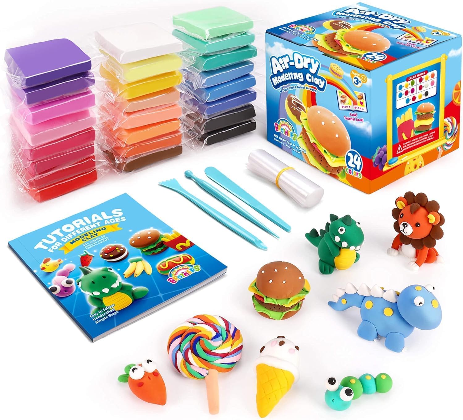 Art Craft Us - 24 Colors Air Dry Clay Kit