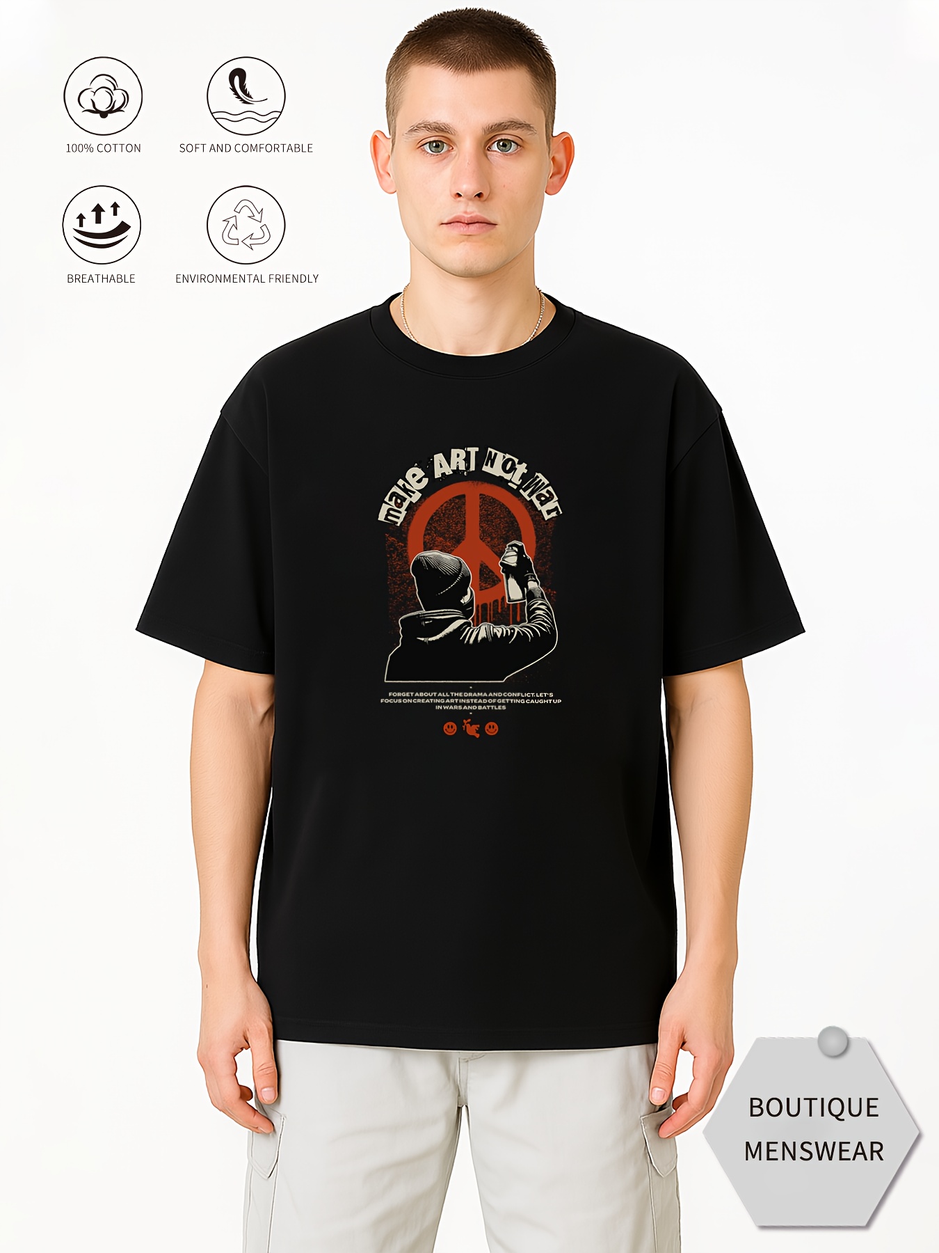 Art Craft Logo Design - Men's Retro 60/70s Vintage Pattern T-shirt