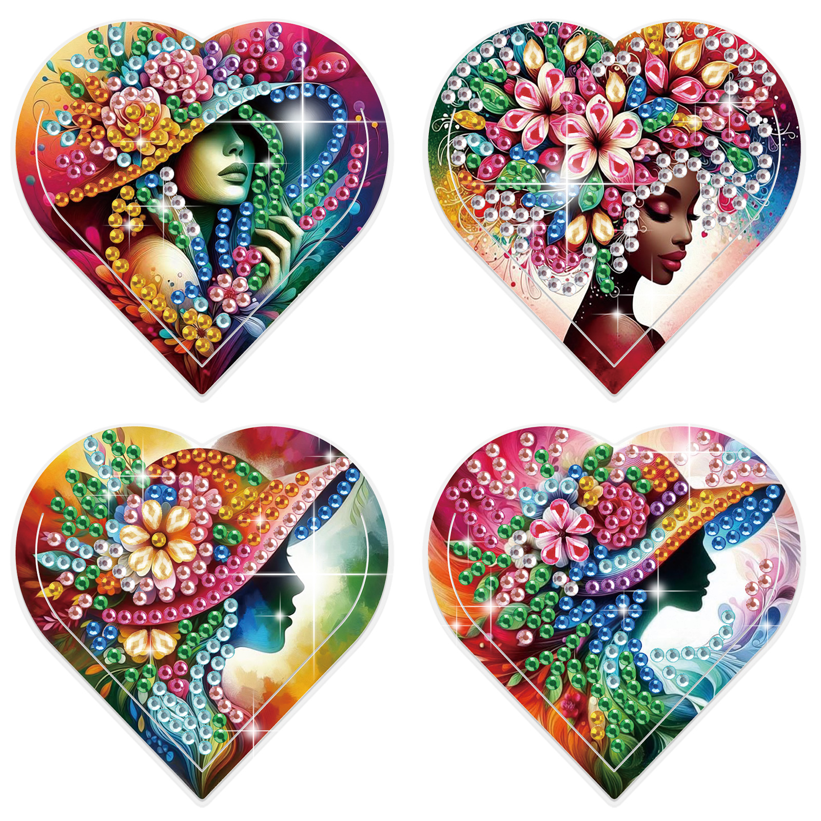Art Craft Kit - 4PCS Diamond Painting Heart Shaped Bookmarks
