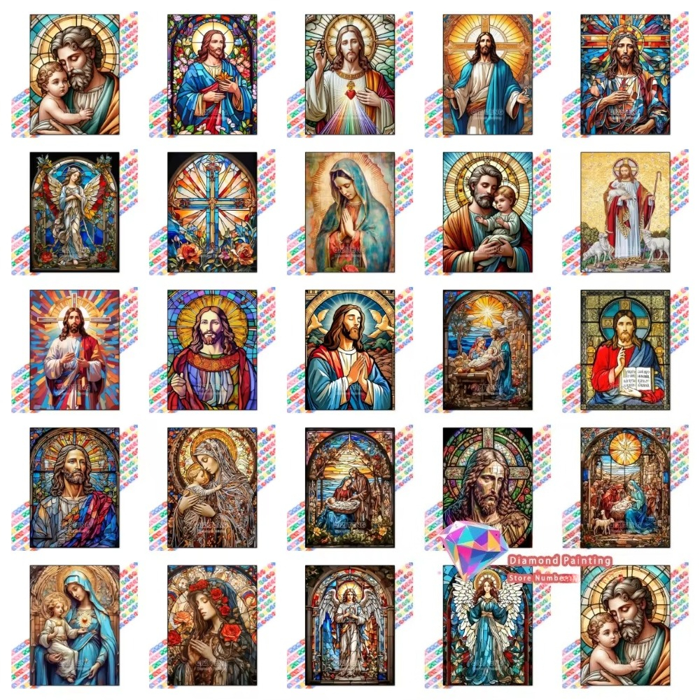 Art Craft Things - 1PC frameless Easter Jesus Square Round