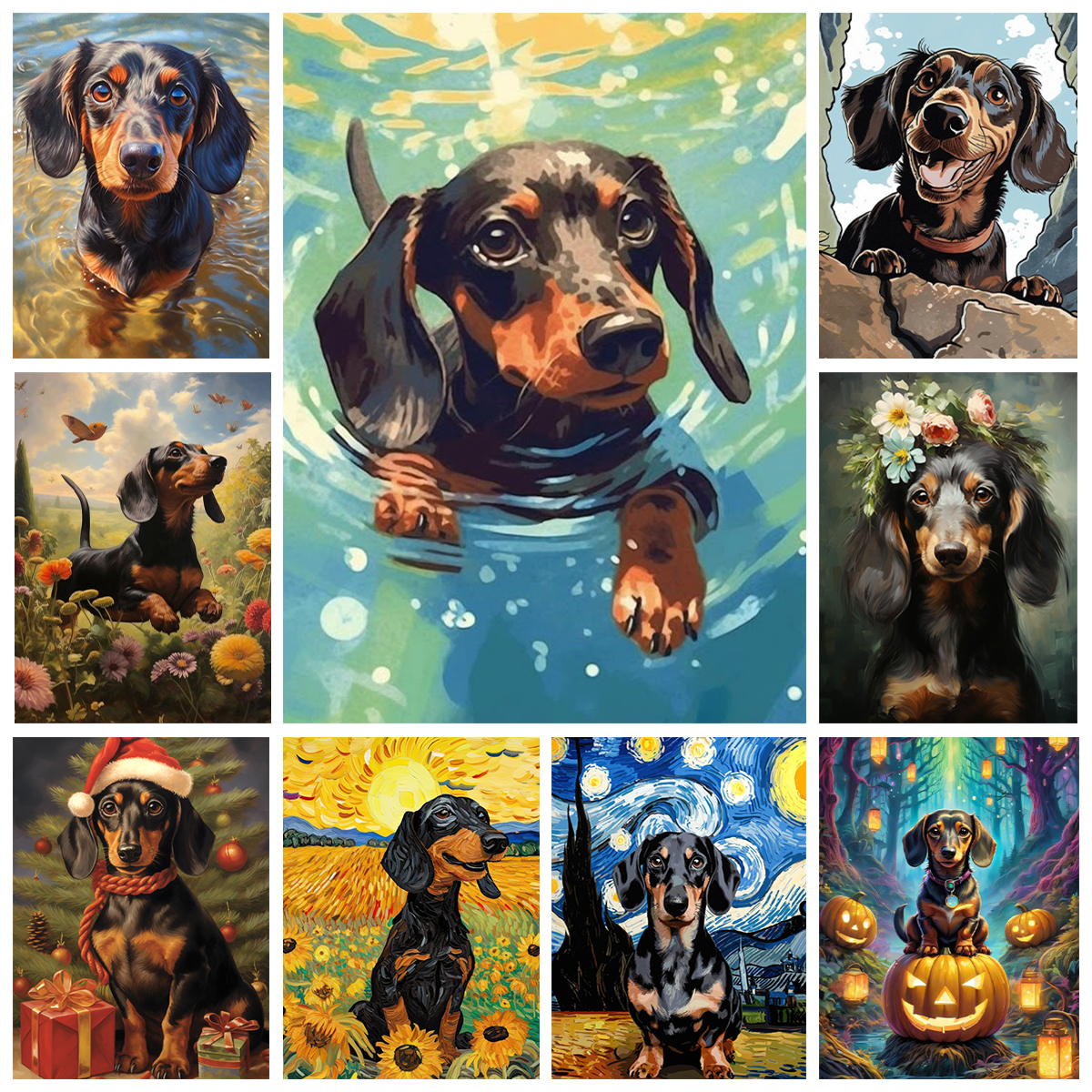 Dachshund DIY Digital Oil Pain - Art Craft Simple 리뷰 및 가격