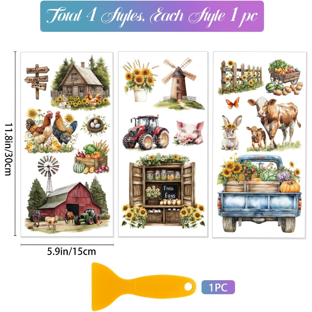 3 Sheets Farm House Furniture  - Wallpaper Art And Craft 리뷰 및 가격