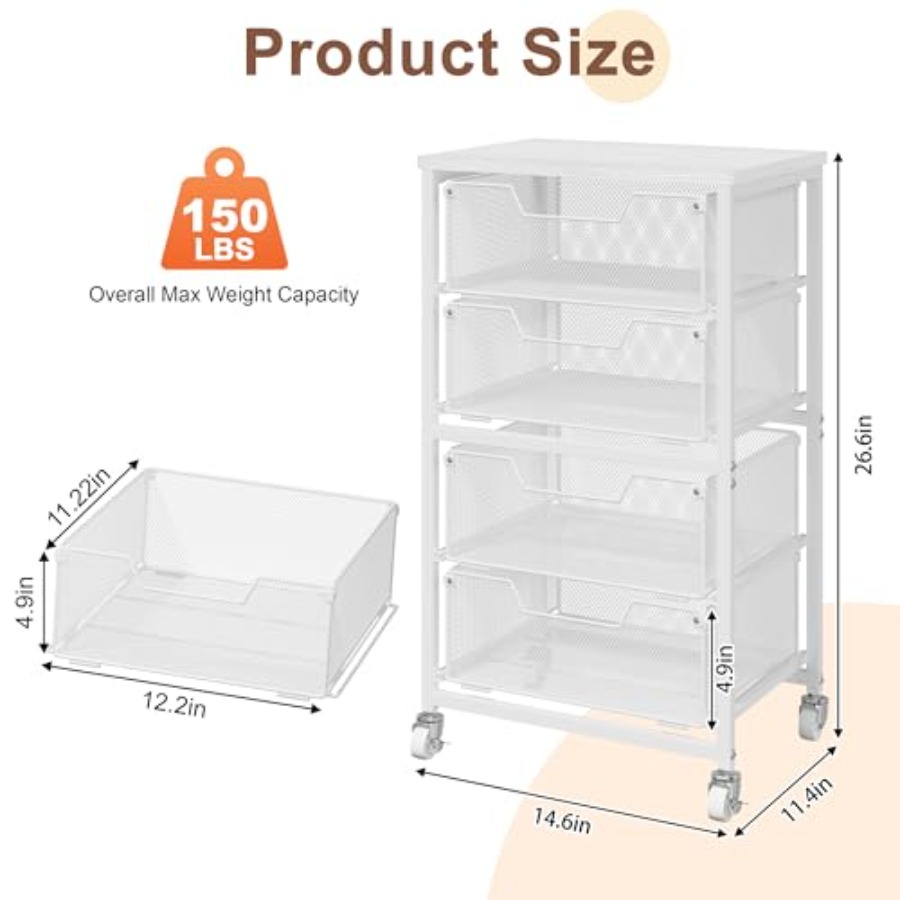 4-Drawer Rolling Storage Cart  - Art Craft Us 리뷰 및 가격