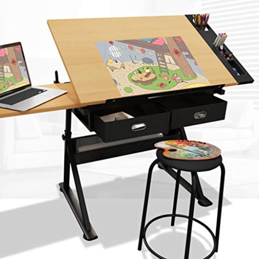 Drafting Table with Storage He - Art Craft Us 리뷰 및 가격