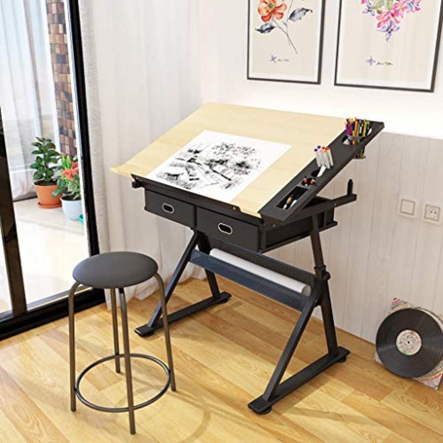 Drafting Table with Storage He - Art Craft Us 리뷰 및 가격