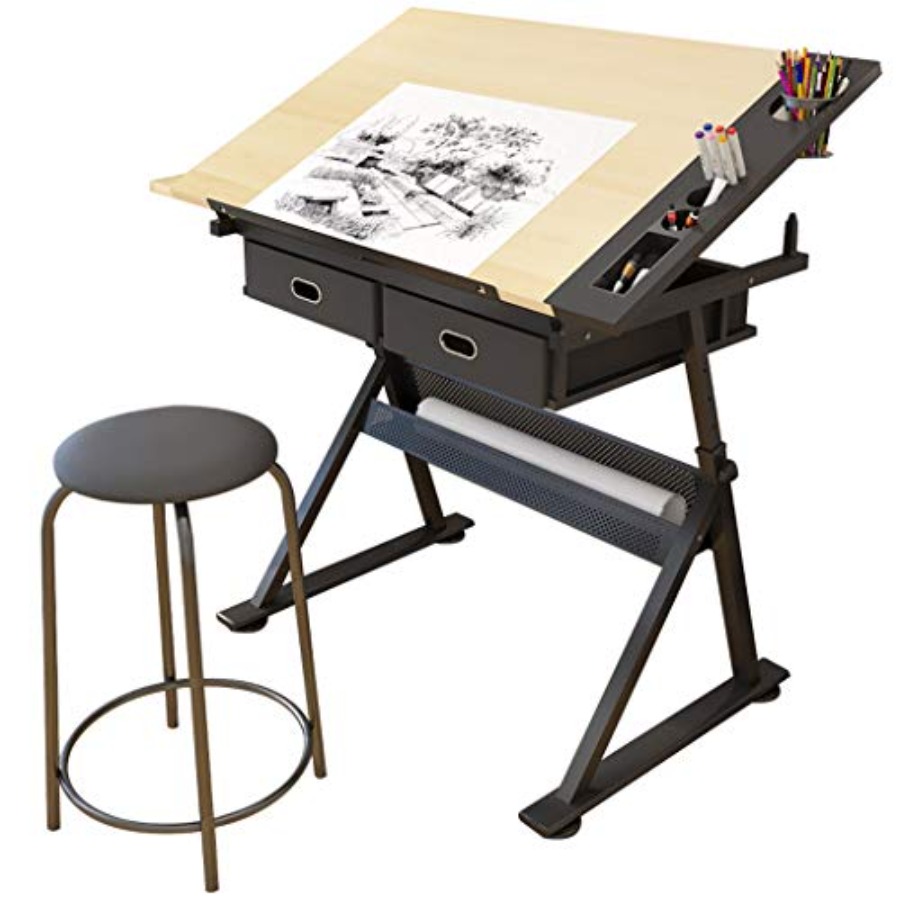 Drafting Table with Storage He - Art Craft Us 리뷰 및 가격