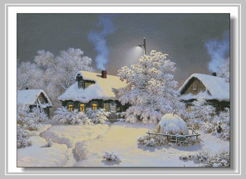 Winter village Embroidery Snow - Art Craft Village 리뷰 및 가격