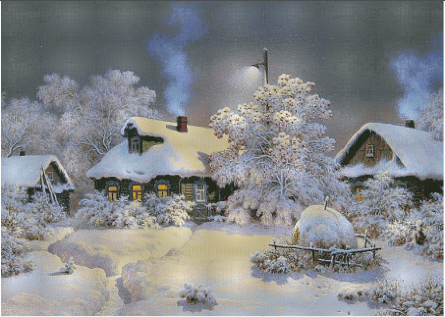 Winter village Embroidery Snow - Art Craft Village 리뷰 및 가격