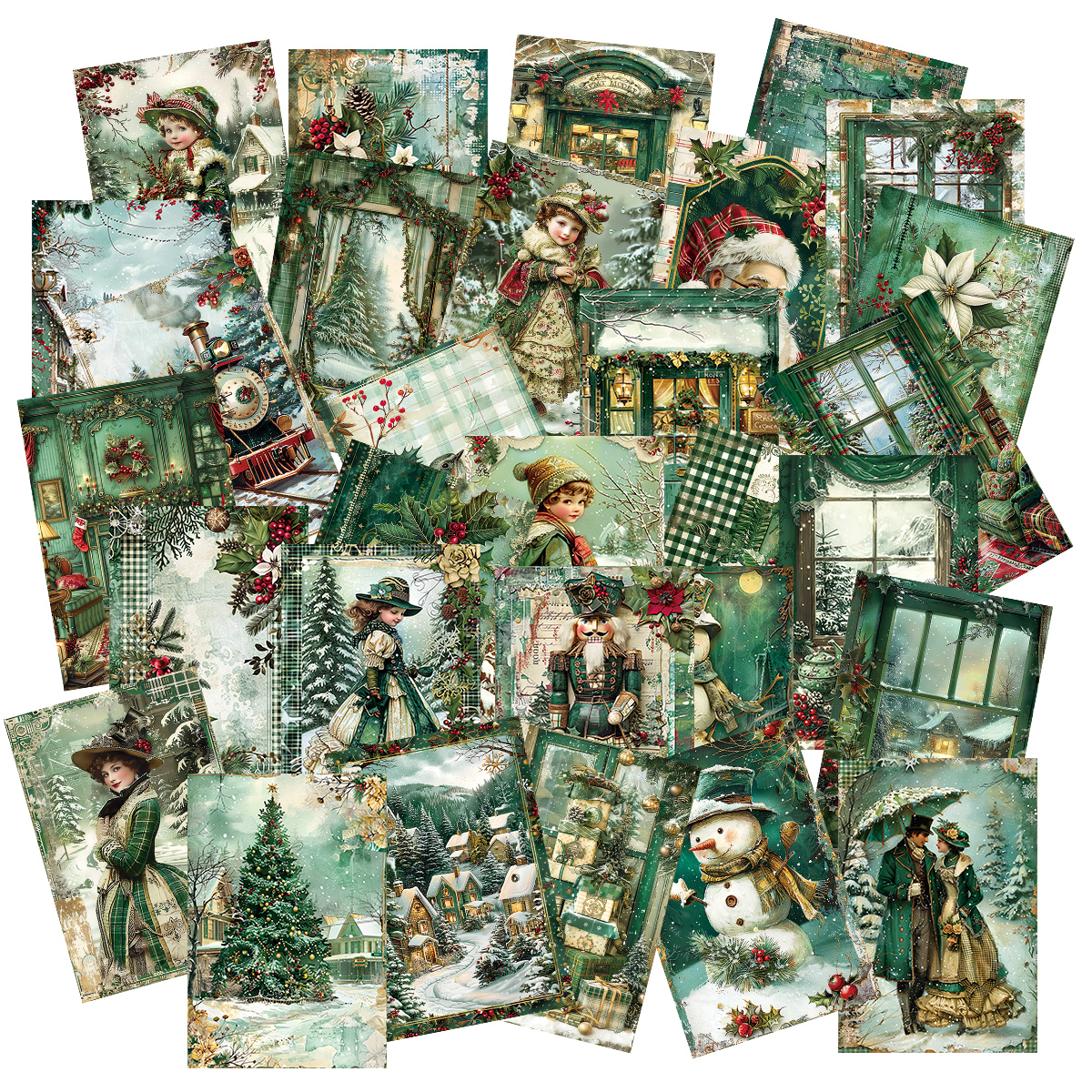 30pcs Vintage Christmas Green  - Art Craft Village 리뷰 및 가격